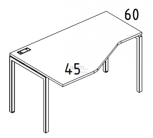 Мебель для персонала Стол эргономичный левый "Техно"на металлокаркасе DUE Б2 055 БП