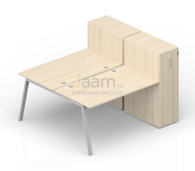 Мебель для персонала Составной стол с приставными шкафами Tower (4 громмета) AR2TPG128T112