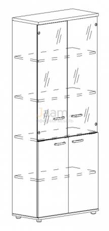 Мебель для персонала Шкаф для документов со стеклянными прозрачными дверьми 9379 БП
