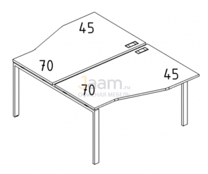 Мебель для персонала Рабочая станция со столами эргономичными "Техно" на металлокаркасе UNO Б1 190 БП