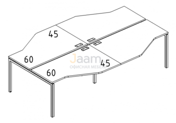 Мебель для персонала Рабочая станция со столами эргономичными "Техно" на металлокаркасе DUE Б2 188-2 БП
